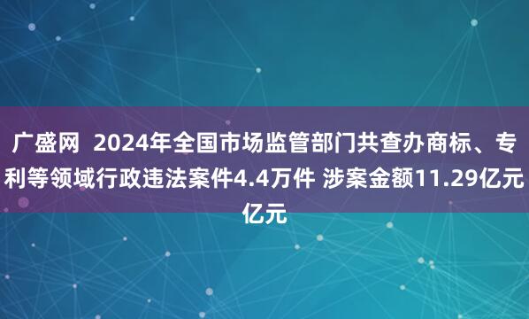 广盛网  2024年全国市场监管部门共查办商标、专利等领域行政违法案件4.4万件 涉案金额11.29亿元