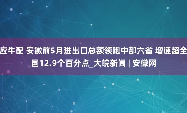 应牛配 安徽前5月进出口总额领跑中部六省 增速超全国12.9个百分点_大皖新闻 | 安徽网